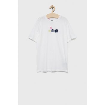 adidas Originals tricou de bumbac pentru copii HF7467 culoarea alb