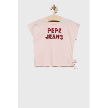 Pepe Jeans tricou de bumbac pentru copii culoarea roz ieftin