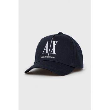 Armani Exchange șapcă de baseball din bumbac culoarea albastru marin, cu imprimeu ieftina