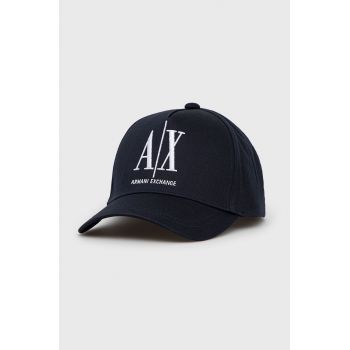 Armani Exchange șapcă de baseball din bumbac culoarea albastru marin, cu imprimeu