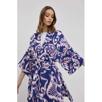 Beatrice B kimono culoarea albastru marin, oversize, modelator de firma original