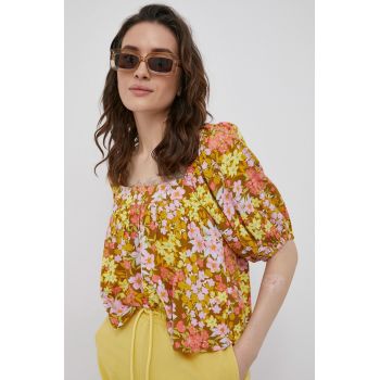 Billabong bluza femei, culoarea galben, in modele florale