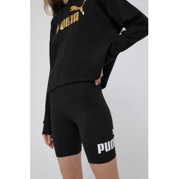 Puma pantaloni scurți 84834701 femei, culoarea negru, cu imprimeu, medium waist 84834701 848347