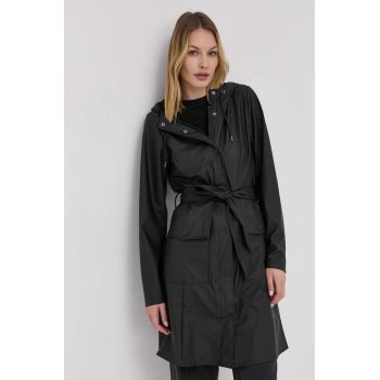 Rains geacă 18130 Curve Jacket femei, culoarea negru, de tranziție 18130.01-Black ieftina