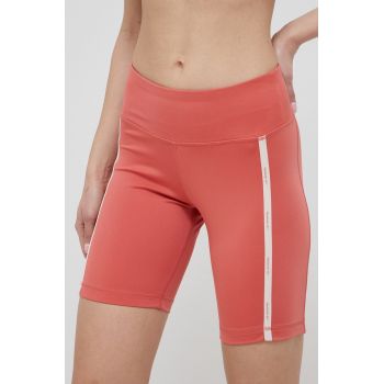 Reebok pantaloni scurți de antrenament Piping HA5725 femei, culoarea portocaliu, cu imprimeu, medium waist