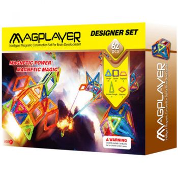 Joc de Constructie Magnetic MagPlayer - 62 piese