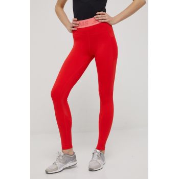 adidas Performance leggins de antrenament HD4509 femei, culoarea rosu, cu imprimeu
