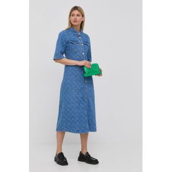 Gestuz rochie jeans midi, evazati