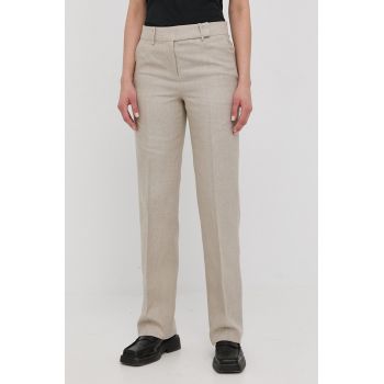 MICHAEL Michael Kors pantaloni din in femei, culoarea bej, lat, high waist