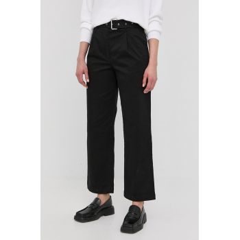 MICHAEL Michael Kors pantaloni femei, culoarea negru, lat, high waist ieftina