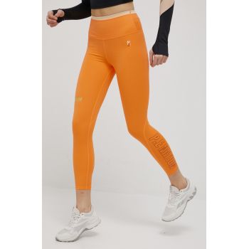 P.E Nation leggins de antrenament femei, culoarea portocaliu, cu imprimeu
