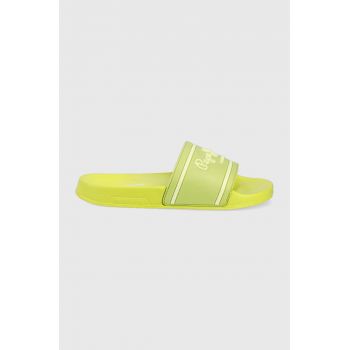 Pepe Jeans papuci Slider Logo Woman femei, culoarea verde