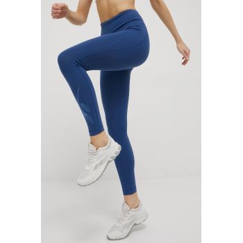 Reebok leggins de antrenament H56591 femei, culoarea albastru marin, cu imprimeu