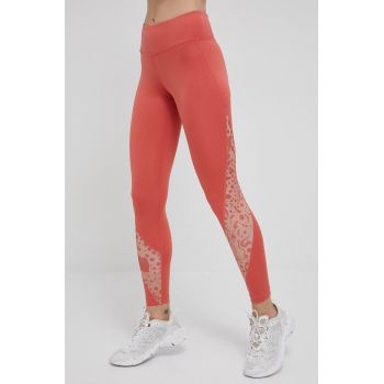 Reebok leggins de antrenament HA1042 femei, culoarea portocaliu, modelator