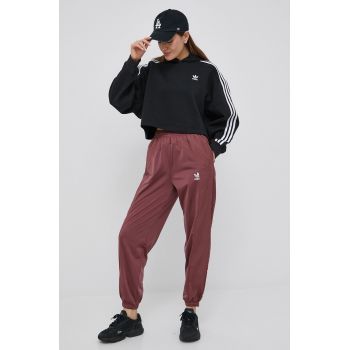 adidas Originals pantaloni HC7043 femei, culoarea bordo, jogger, high waist