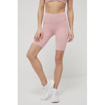 adidas Performance pantaloni scurți de antrenament Optime HG1418 femei, culoarea roz, neted, high waist de firma originali
