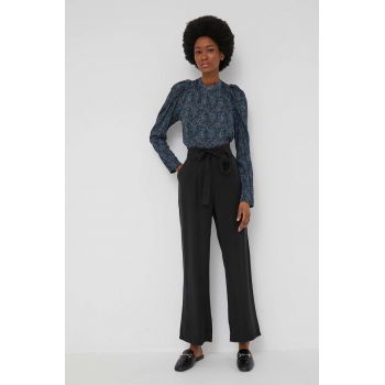 Answear Lab pantaloni femei, culoarea negru, lat, high waist