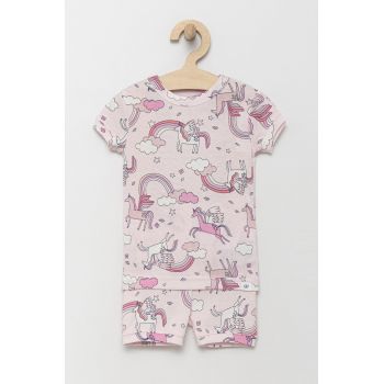 GAP pijamale de bumbac pentru copii culoarea roz, modelator