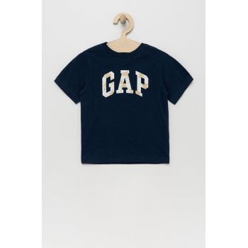 GAP tricou de bumbac pentru copii culoarea albastru marin, cu imprimeu