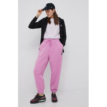 Puma pantaloni de bumbac 533567 femei, culoarea roz, neted