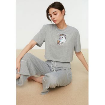 Pijama cu tricou crop