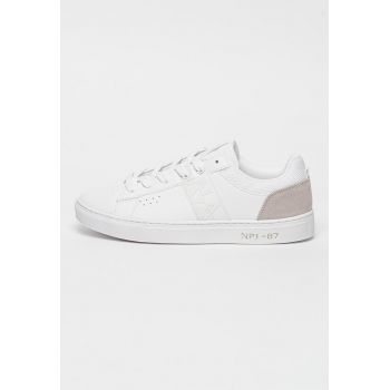 Pantofi sport low-top de piele ecologica cu garnitura de piele intoarsa
