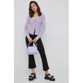 Only pantaloni femei, culoarea negru, lat, high waist