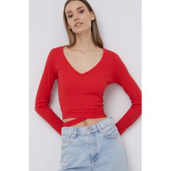 Pepe Jeans longsleeve Catherine femei, culoarea rosu
