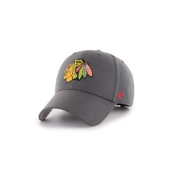 47brand șapcă NHL Chicago Blackhawks culoarea gri, cu imprimeu  H-MVP04WBV-CC