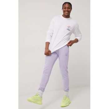 Fila pantaloni culoarea violet, cu imprimeu de firma originali