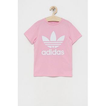 adidas Originals tricou de bumbac pentru copii HC9585 culoarea roz