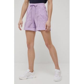 Deha pantaloni scurti femei, culoarea violet, neted, high waist de firma originali