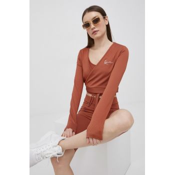 Karl Kani longsleeve femei, culoarea maro