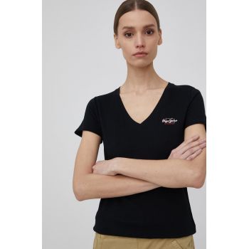 Pepe Jeans tricou din bumbac Bleu N culoarea negru