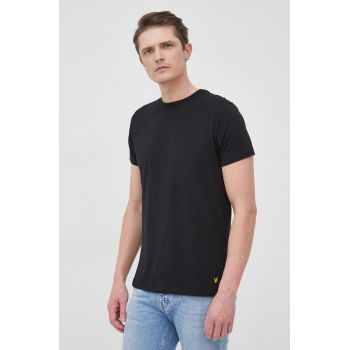 Lyle & Scott tricou barbati, culoarea negru, neted