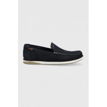 Timberland mocasini de piele barbati, culoarea albastru marin