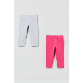 OVS leggins din bumbac pentru copii culoarea gri, neted