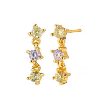 Cercei placati cu aur de 18K decorati cu zirconia