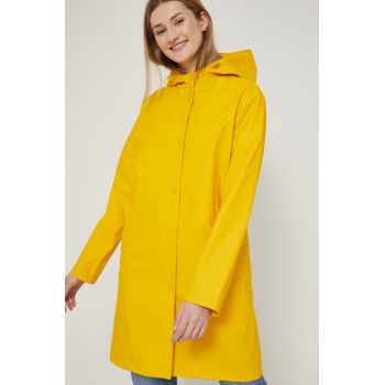 Medicine palton de ploaie femei, culoarea galben, de tranzitie