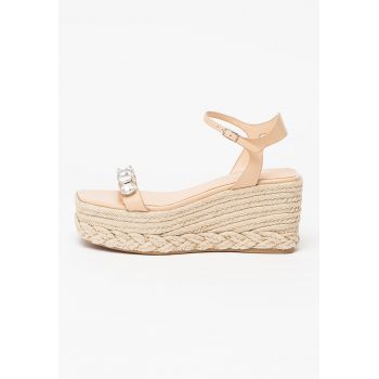 Sandale wedge de piele cu strasuri Osia