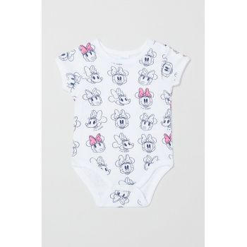 OVS body din bumbac pentru bebelusi X Disney (2-pack) culoarea alb