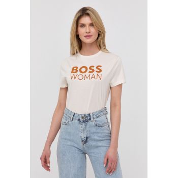 Boss tricou din bumbac culoarea alb