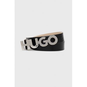 HUGO curea de piele femei, culoarea negru 50470629