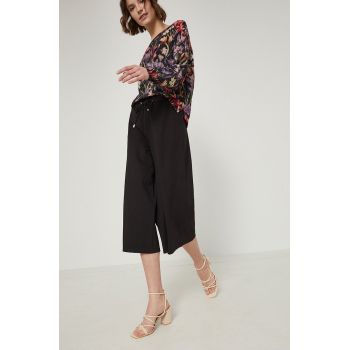 Medicine pantaloni femei, culoarea negru, neted