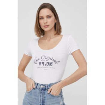 Pepe Jeans tricou Cameron femei, culoarea alb