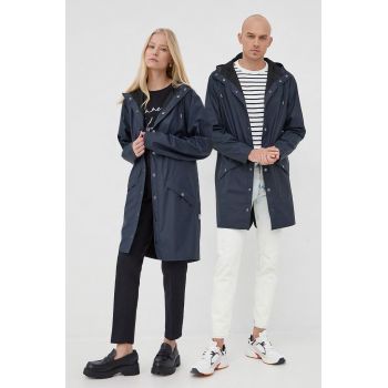 Rains geacă 12020 Long Jacket culoarea bleumarin, de tranziție 12020.47-Navy de firma originala