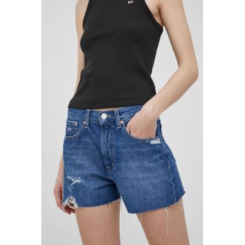 Tommy Jeans pantaloni scurti din bumbac Bf0033 femei, neted, high waist