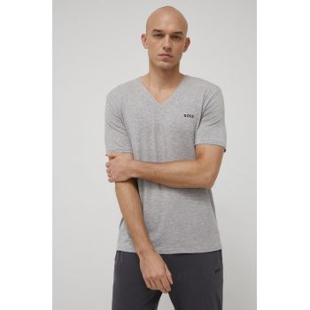 BOSS tricou barbati, culoarea gri, neted