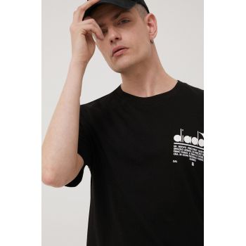 Diadora tricou din bumbac culoarea negru, cu imprimeu