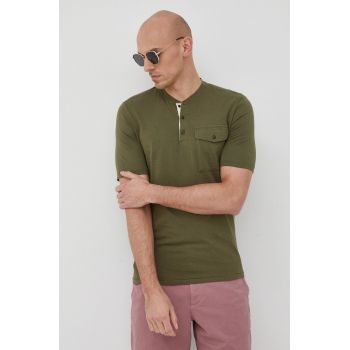 Sisley tricou din bumbac culoarea verde, neted de firma original